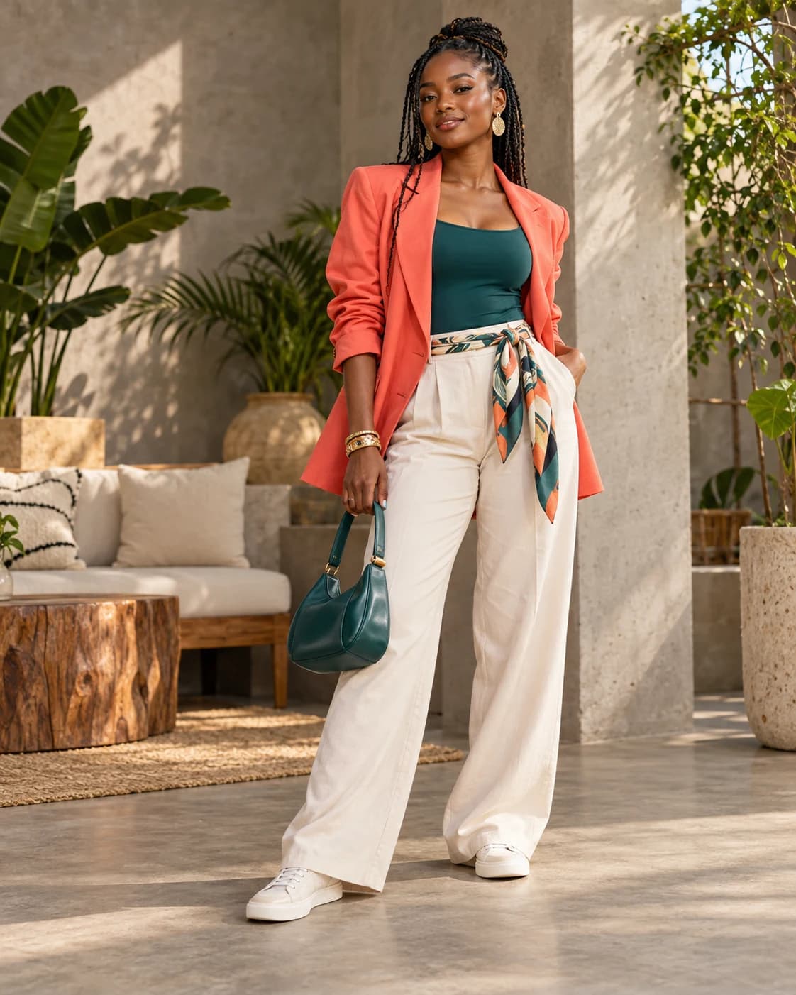 Kenyan fashion styled in Vaapop's signature coral and teal