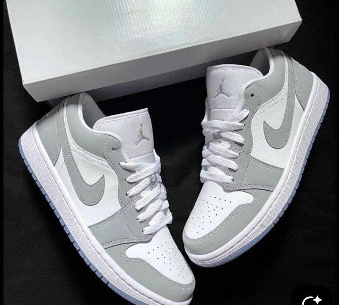 White and light grey low-top sneakers